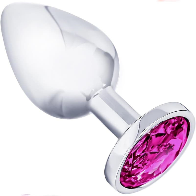Edelstahl Anal Plug für Frauen mit rosa Diamant – 7,2 cm, 2,7 cm Ø