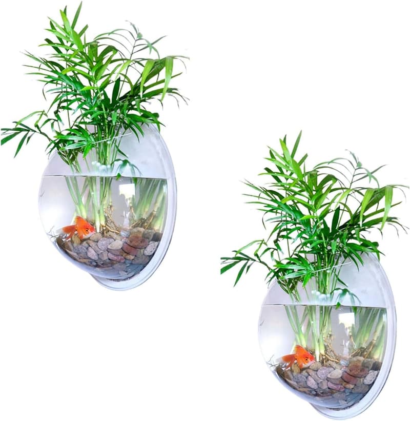 Wand-Fischschüsseln aus klarem Acryl – 2er Set für Aquarien-Dekoration