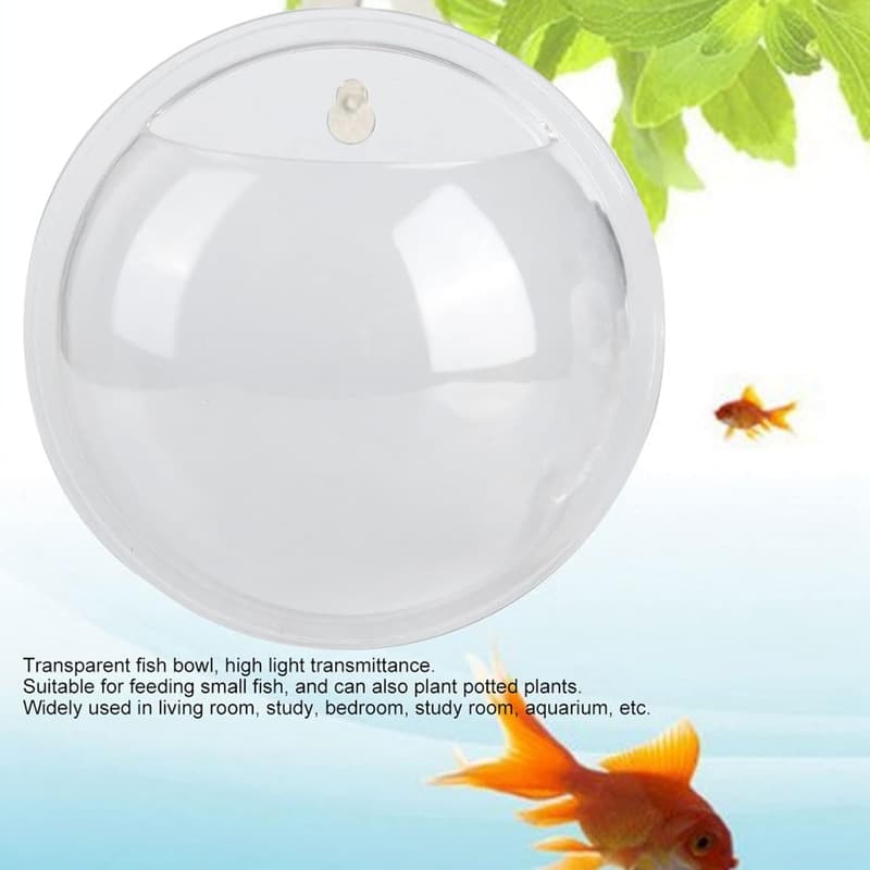 Transparente Acryl-Fischschüssel für Wandmontage – 15 cm Deko für Wohnzimmer und Büro