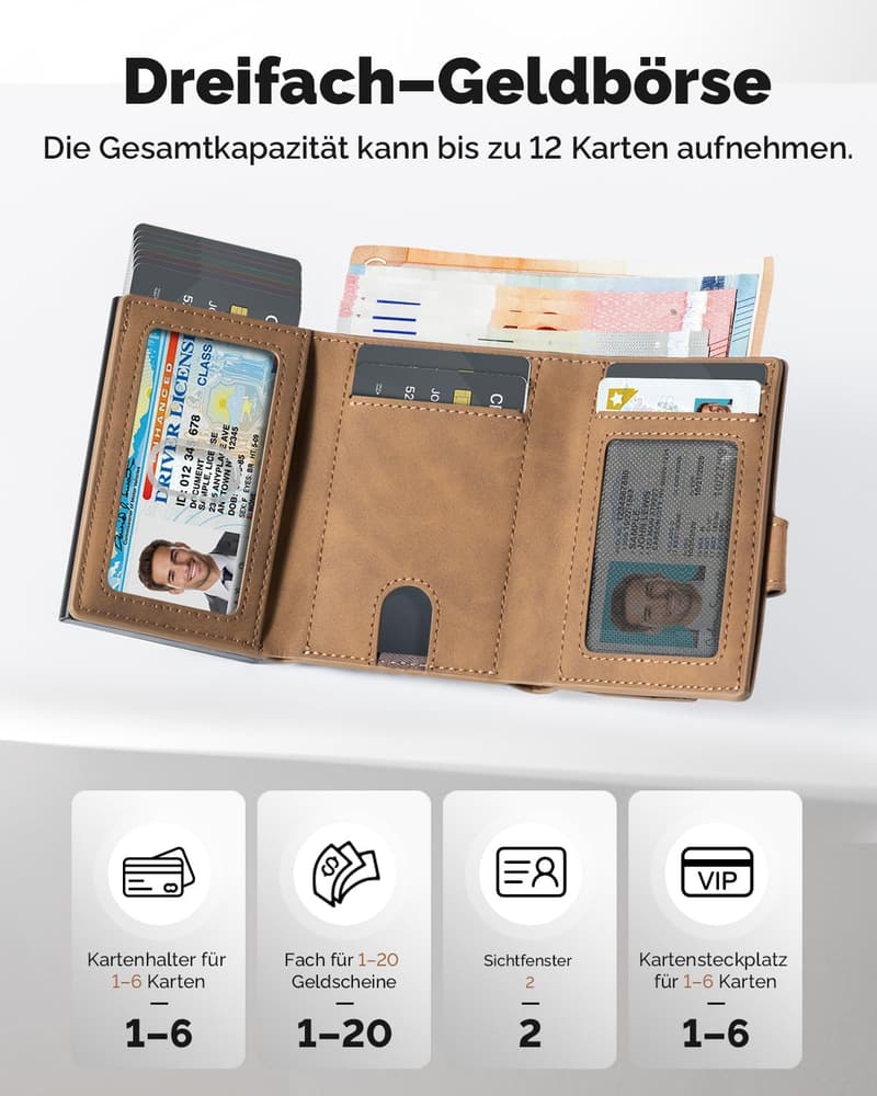 Slim Wallet für Herren mit RFID-Schutz und Magnetverschluss