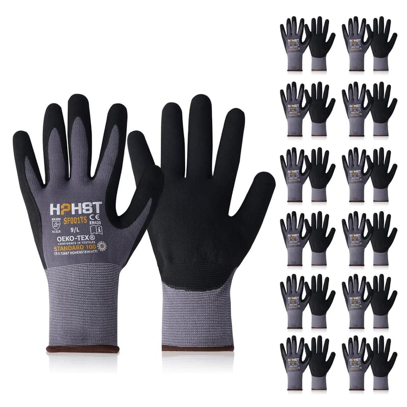 Ergonomische Arbeitshandschuhe für Damen und Herren - 12 Paar Größe 9/L