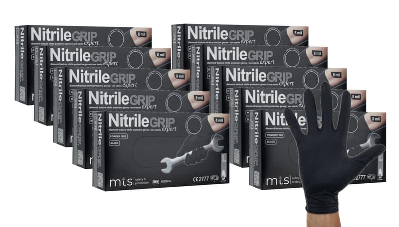 Nitrilhandschuhe Schwarz L - 500 Stück, puderfrei, latexfrei, Grip