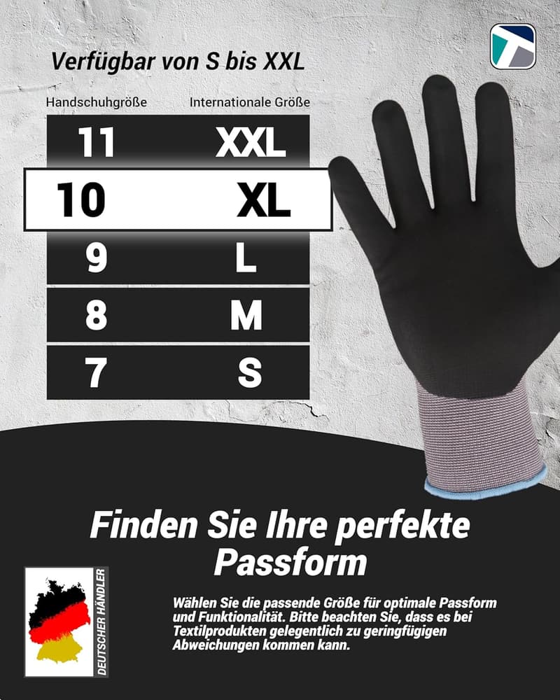Arbeitshandschuhe WS-Pro Flex GTN - Atmungsaktive Montage- und Gartenhandschuhe, Größe 10