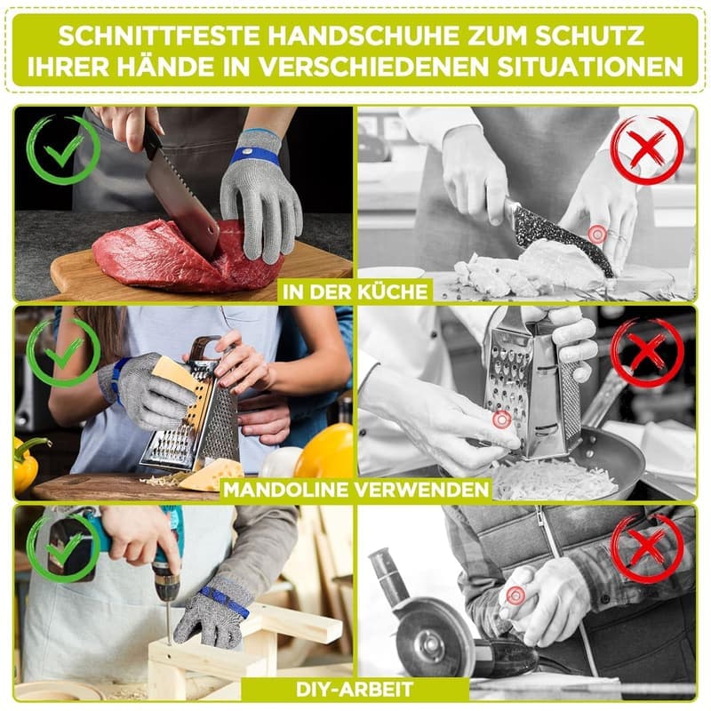 Schnittschutzhandschuhe Level 9 für Küche und Mandolinenarbeit, 10/XL