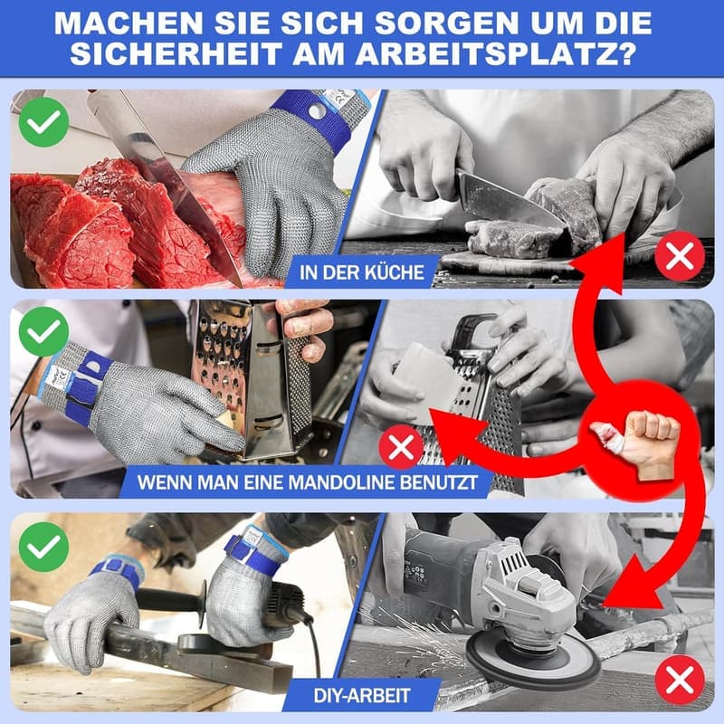 Schnittschutzhandschuhe Level 9 für Küche und Arbeit, Größe 10/XL