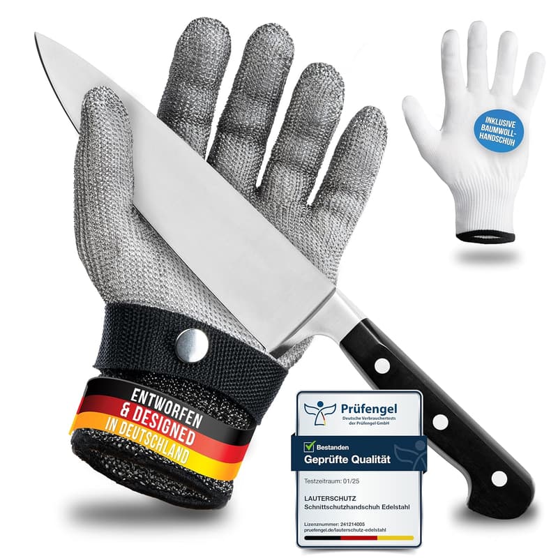 Schnittschutzhandschuh aus Edelstahl-Draht - Lebensmittelsicher & komfortabel