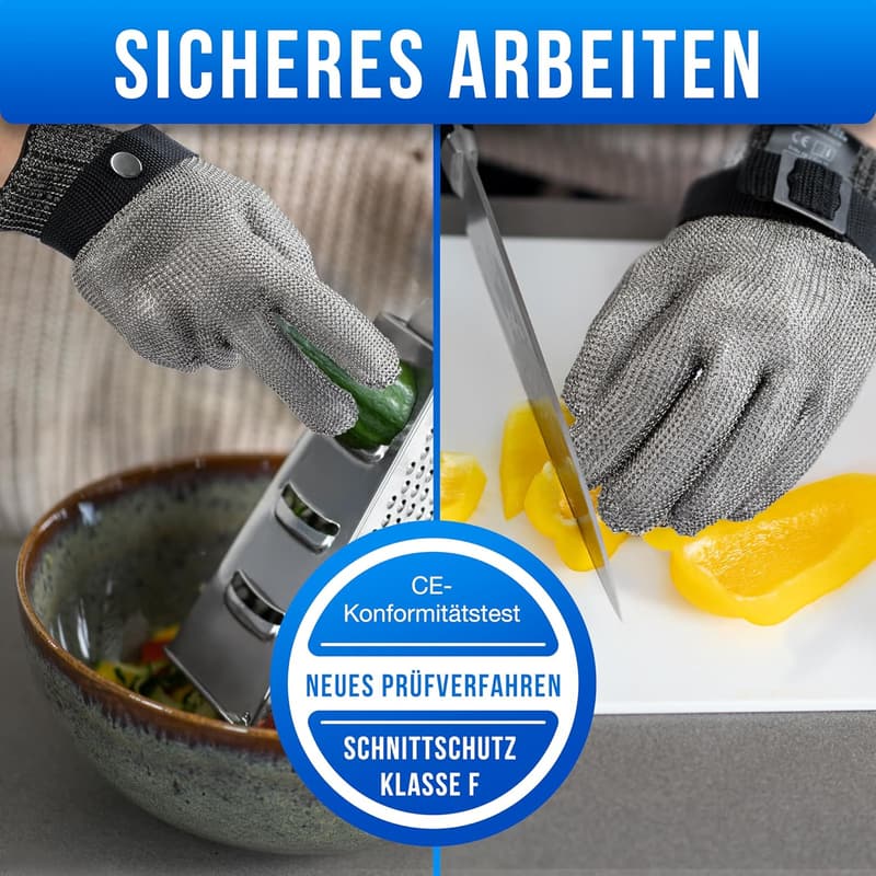 Schnittschutzhandschuh aus Edelstahl-Draht - Lebensmittelsicher & komfortabel