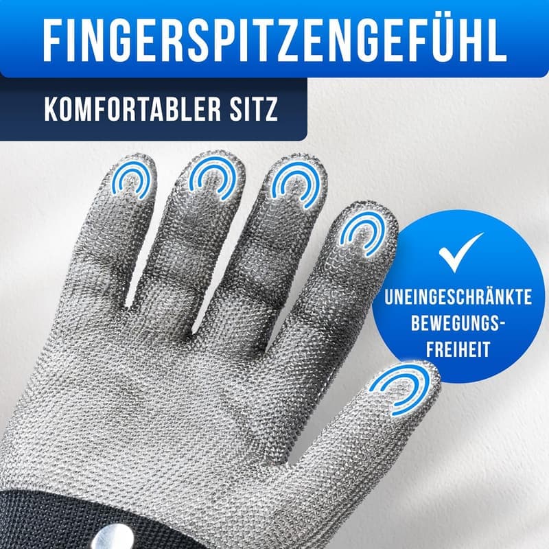 Schnittschutzhandschuh aus Edelstahl-Draht - Lebensmittelsicher & komfortabel