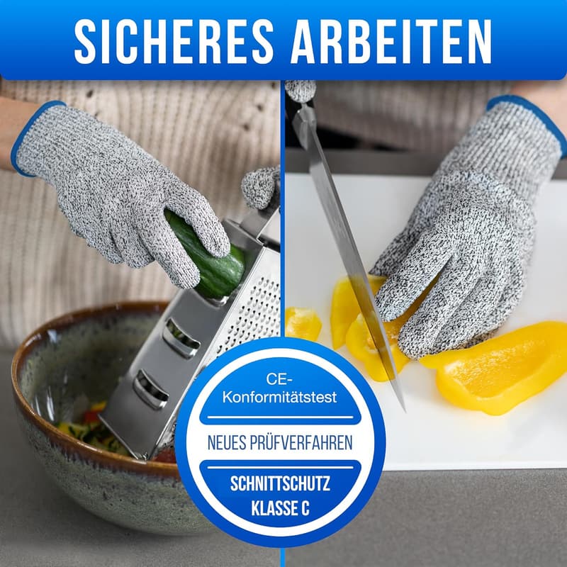 PREMIUM Schnittschutz-Handschuhe für Kinder & Erwachsene - Klasse C, dehnbarer PE-Stoff
