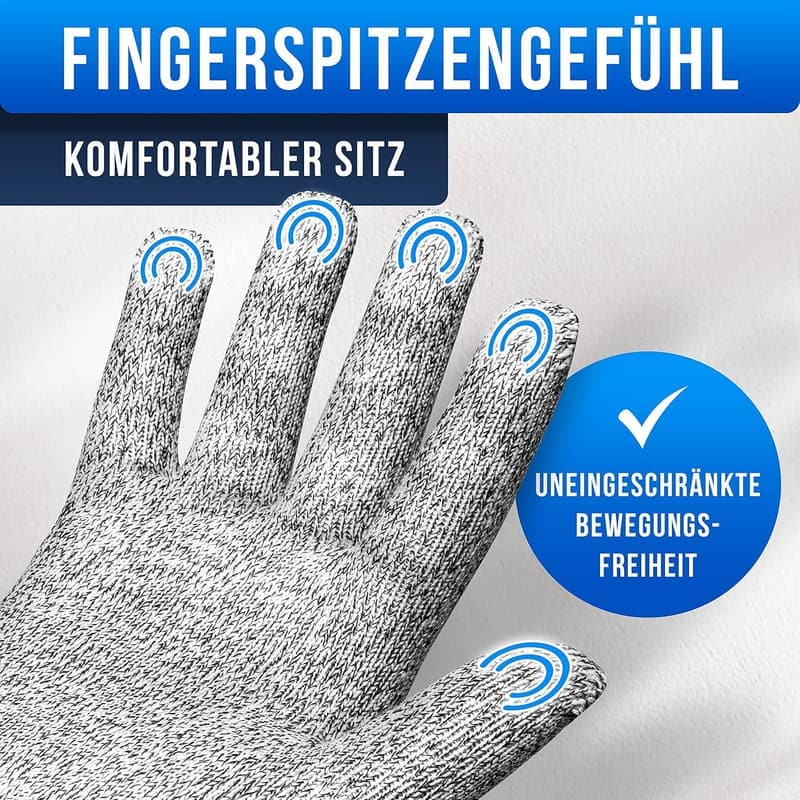PREMIUM Schnittschutz-Handschuhe für Kinder & Erwachsene - Klasse C, dehnbarer PE-Stoff