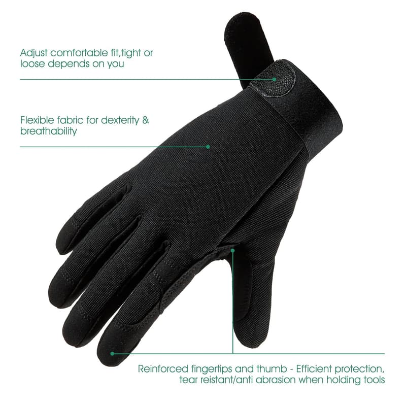 Durchstichsichere Touchscreen-Gartenhandschuhe für Rosenschnitt, gepolstert, Schwarz (L)