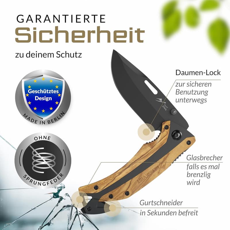 BERGKVIST K29 Klappmesser aus Olivenholz mit Titanium-Veredelung