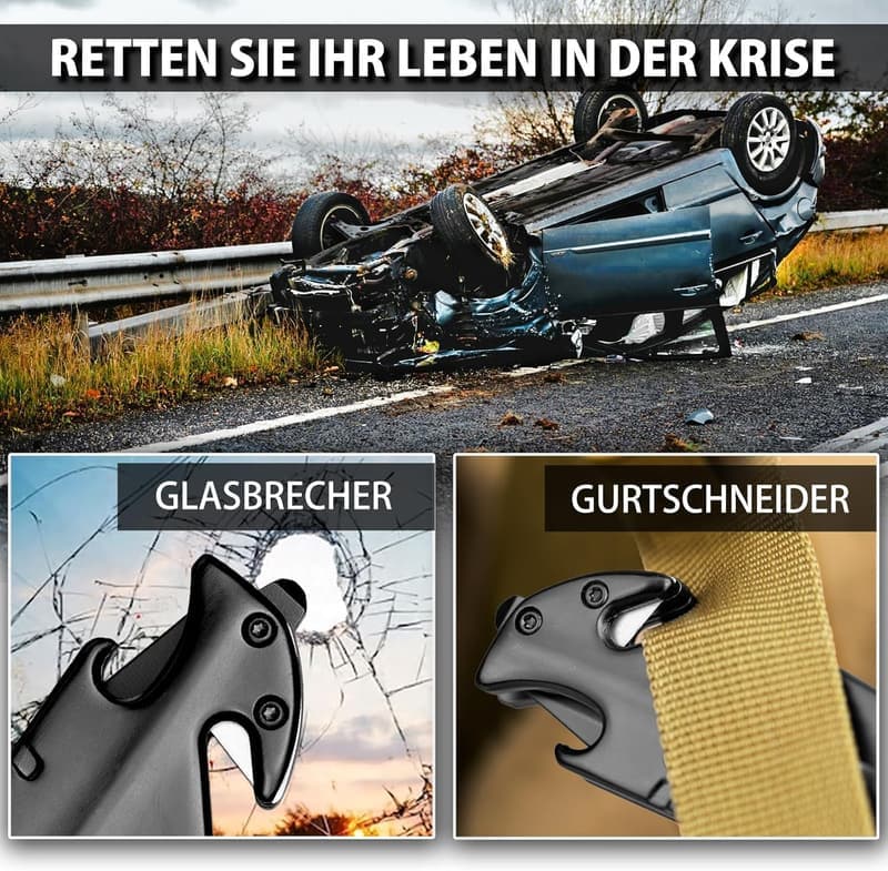 NedFoss FA48 Einhand-Rettungsmesser mit Gurtschneider und Glasbrecher