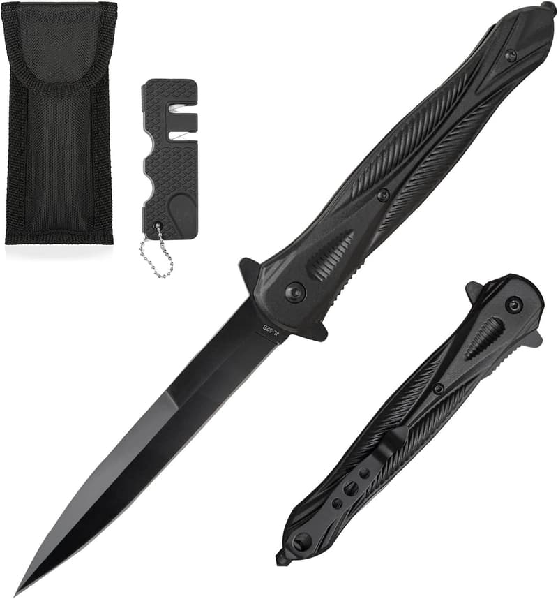 Taschenmesser mit Gürtelclip und Messerschärfer für Outdoor-Aktivitäten
