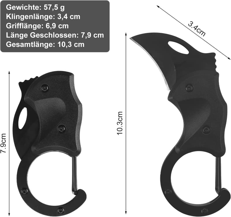 Mini Schlüsselanhänger-Messer aus Schwarz mit Karabiner – EDC Geschenk für Männer