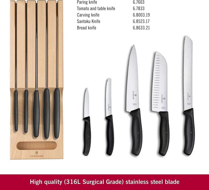 Victorinox 5-teiliges Profi Messerhalter-Set aus robustem Kunststoff, mandel-beige
