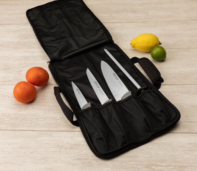 Professionelle Messer-Tasche für 4 Messer, 100% Polyester, Schwarz