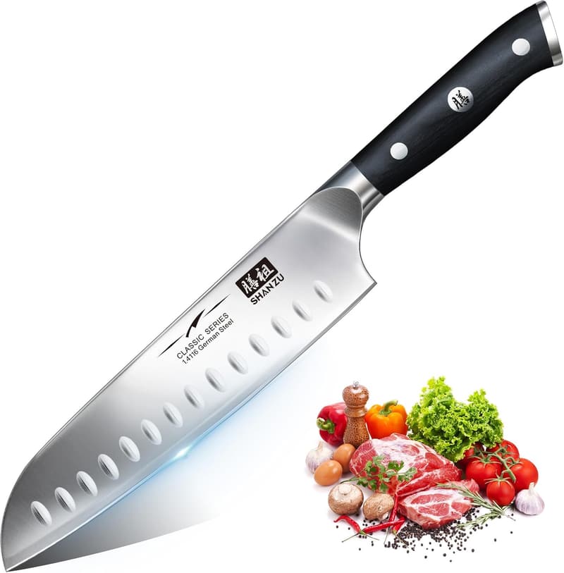 Profi Santoku Kochmesser 18 cm aus deutschem Edelstahl mit Geschenkbox