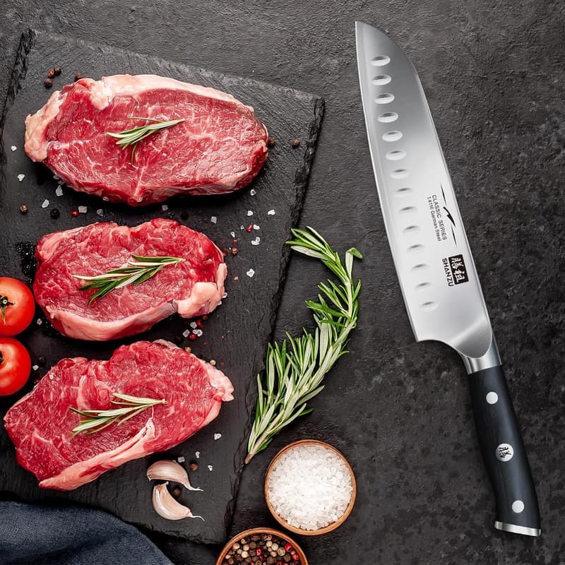 Profi Santoku Kochmesser 18 cm aus deutschem Edelstahl mit Geschenkbox