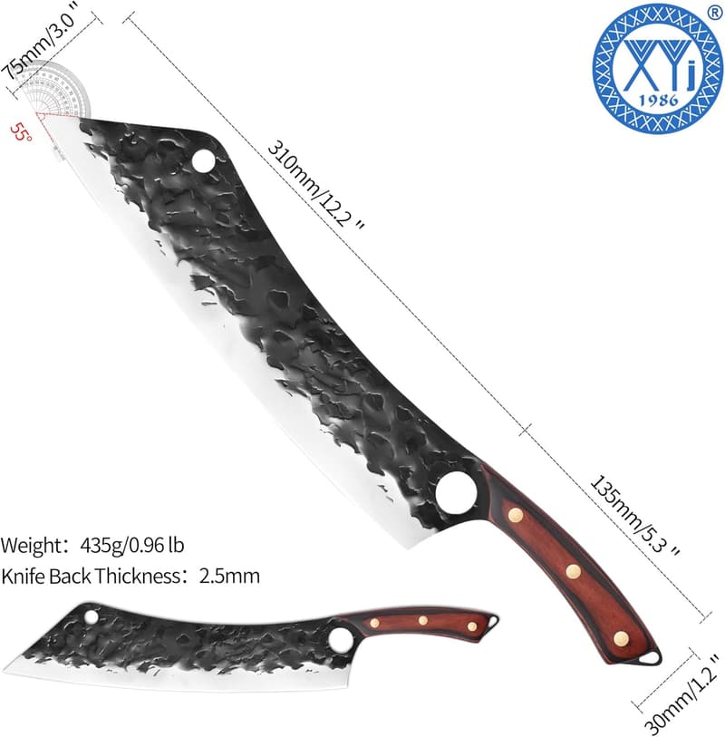 BBQ-Messer-Set 12,5 Zoll – Rasiermesserscharfes Edelstahlmesser mit Schleifstein