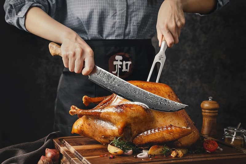 Damaststahl Tranchiermesser für Fleisch und Grillgerichte