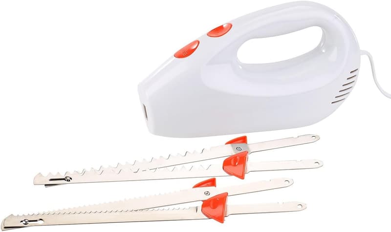 Elektrisches Küchenmesser mit 2 Edelstahlklingen und Sicherheitssystem