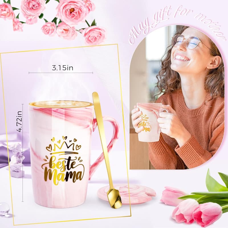 Muttertagsgeschenk-Set mit Tasse und Herz-Acryl für Mama