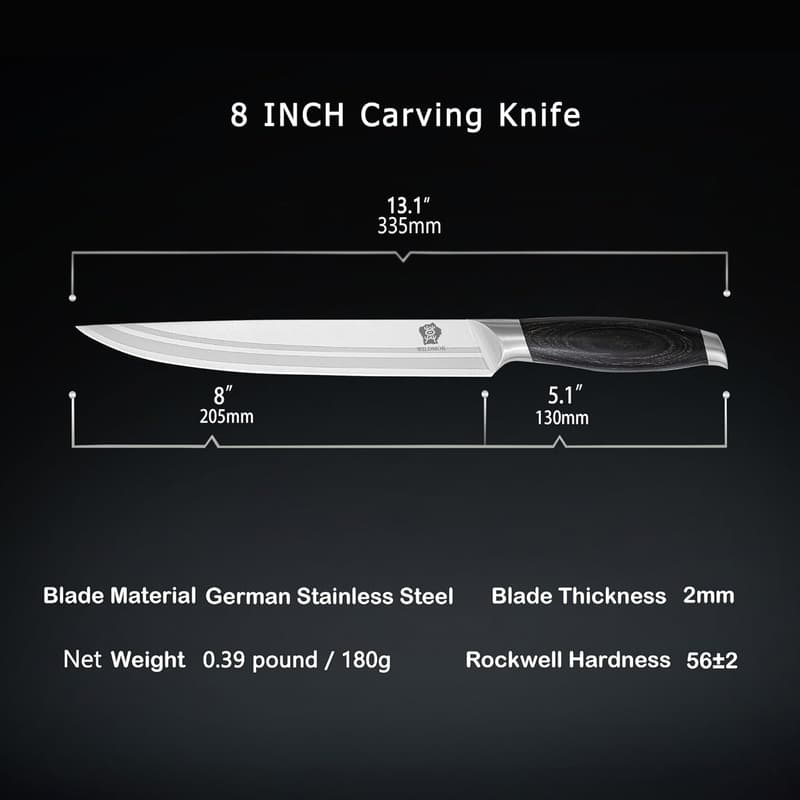 Professionelles Tranchiermesser 20,5 cm aus Edelstahl mit ergonomischem Griff