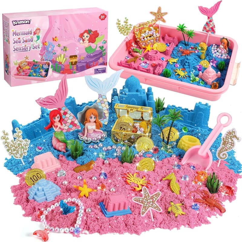 Kinetischer Spielsandset für Kinder ab 3 Jahren – 1 kg Meerjungfrau Sandspielzeug