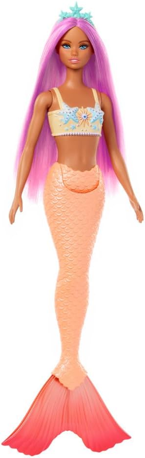 Barbie Meerjungfrau-Puppe mit pinkem Haar und orangefarbener Schwanzflosse
