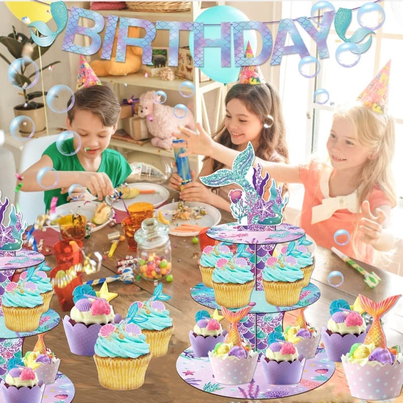 Meerjungfrau Cupcake-Ständer für 24 Cupcakes, 3-stufig, Ozean-Thema
