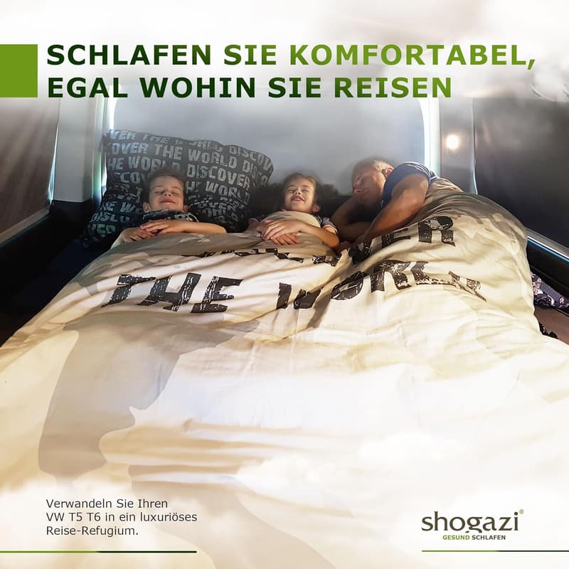 SHOGAZI Luxus-Matratze für VW Bus, 115/108×200 cm, inkl. Tasche