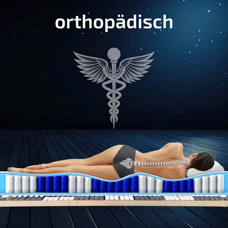 Matratze 7-Zonen Taschenfederkern 90x200 cm, waschbarer Bezug, orthopädisch