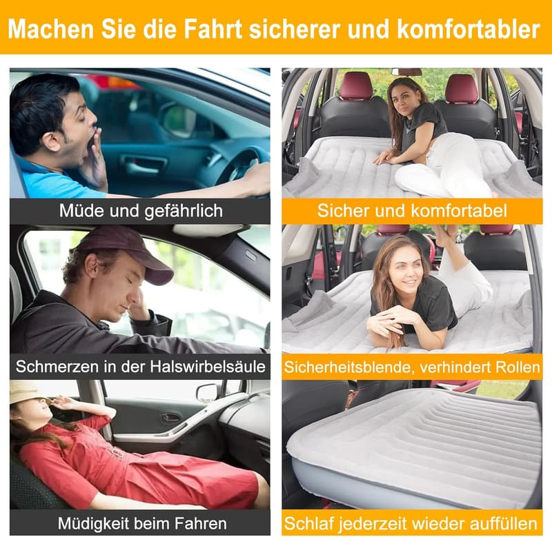 KMZ SUV Luftmatratze mit elektrischer Pumpe - Camping Bettmatratze grau