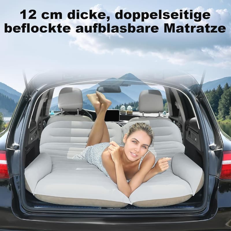 Doppelseitige Luftmatratze für SUV – Aufblasbares Auto-Bett mit 2 Kissen und Pumpe