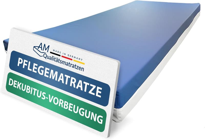Premium Pflegematratze 90x200cm - 14cm hoch - Dekubitusprophylaxe - Made in Germany