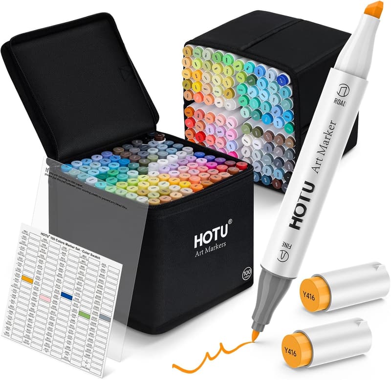 100 Farben Twin Marker Set mit doppelter Spitze - inklusive Tragetasche