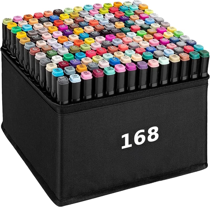 Zweiseitige Alkoholmarker-Set mit 168 Stück für Künstler, wasserdicht