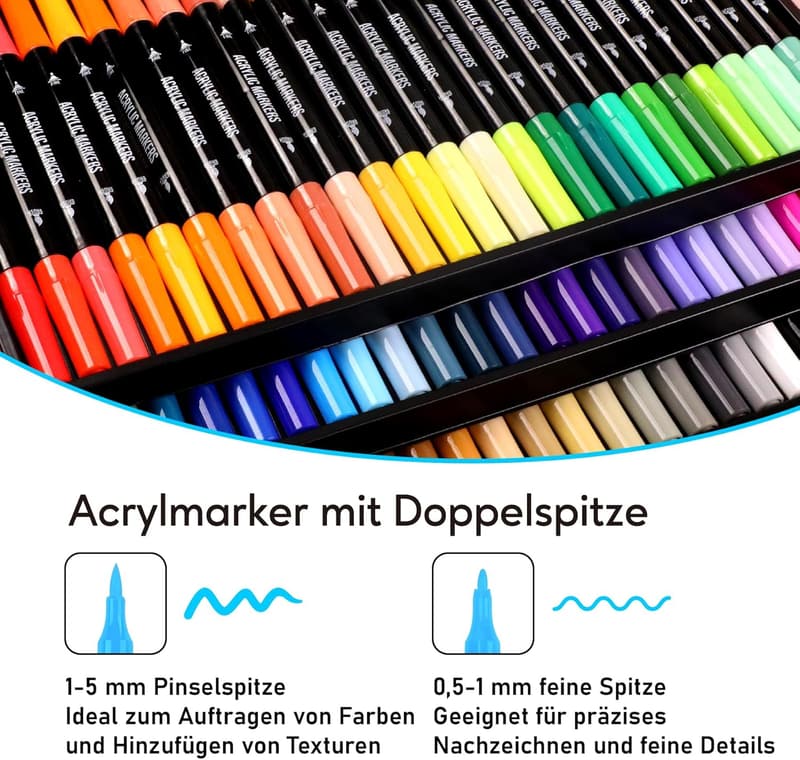 Acrylmarker Set mit 72 Farben für kreative Bastelprojekte