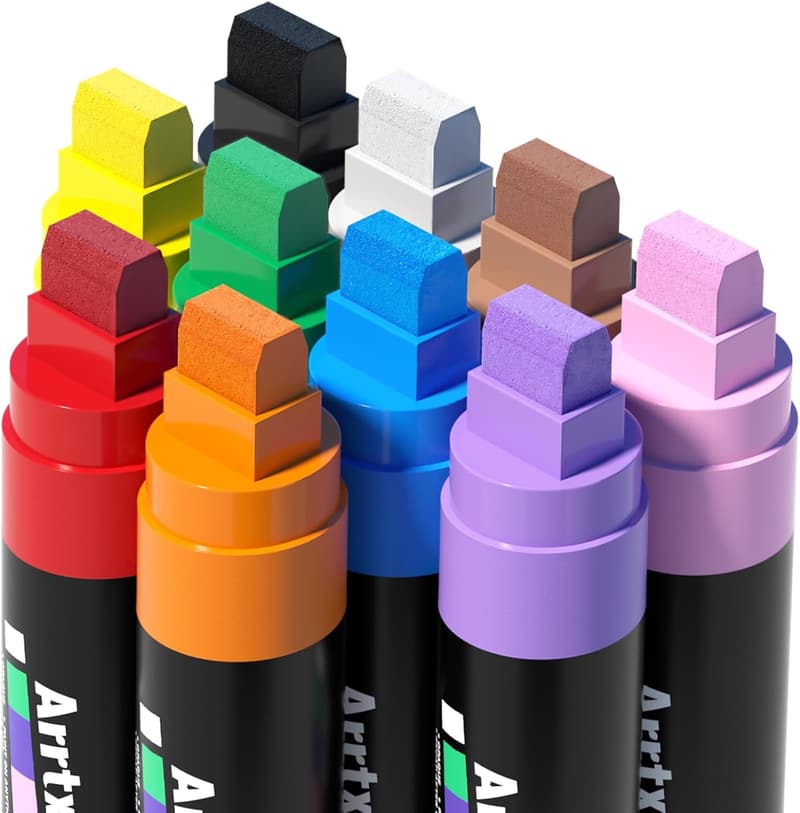 Arrtx Graffiti Acryl Marker Set mit 10 Jumbo-Farben für DIY-Projekte