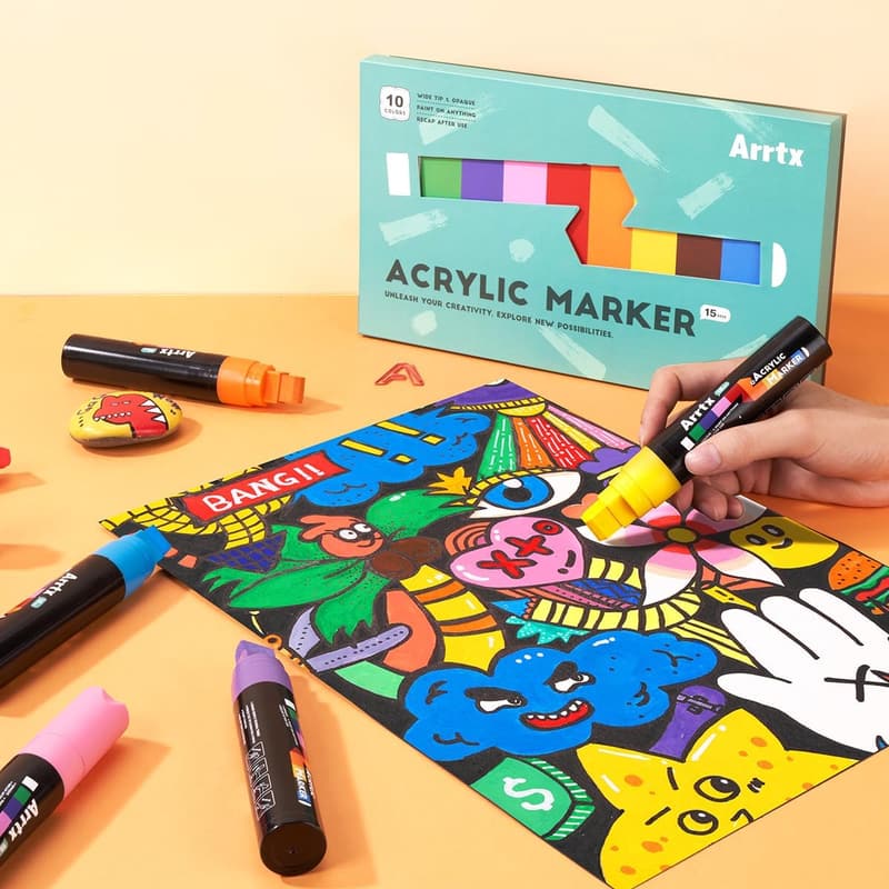 Arrtx Graffiti Acryl Marker Set mit 10 Jumbo-Farben für DIY-Projekte