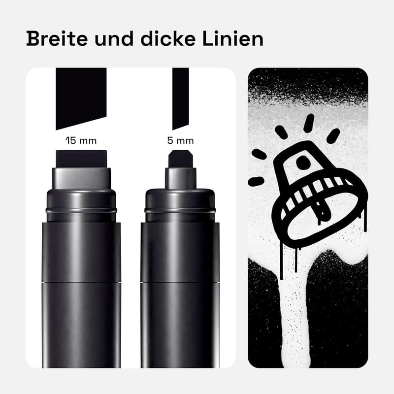 Jumbo Marker Set für Felsmalerei - 5 schwarze 15mm Filzstifte