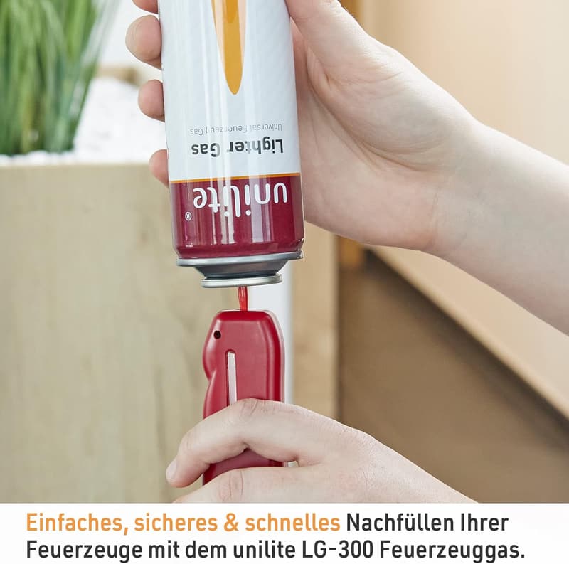 UNILITE Butan Nachfüllgas 6 x 300 ml für Feuerzeuge und Brenner