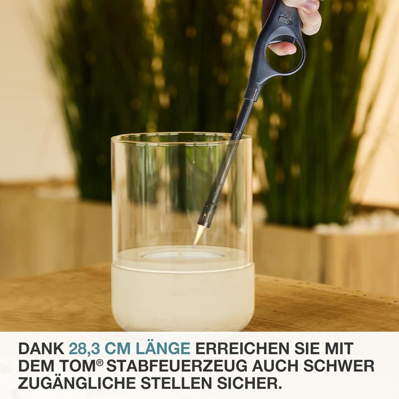 Turbo-Stabfeuerzeug 28,3 cm – 4 Stück Set in Schwarz, Weiß, Blau, Rot