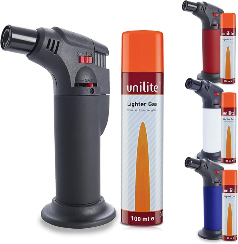 Sturmfeuerzeug mit Jetflamme – nachfüllbar, 100 ml Set – in 4 Farben