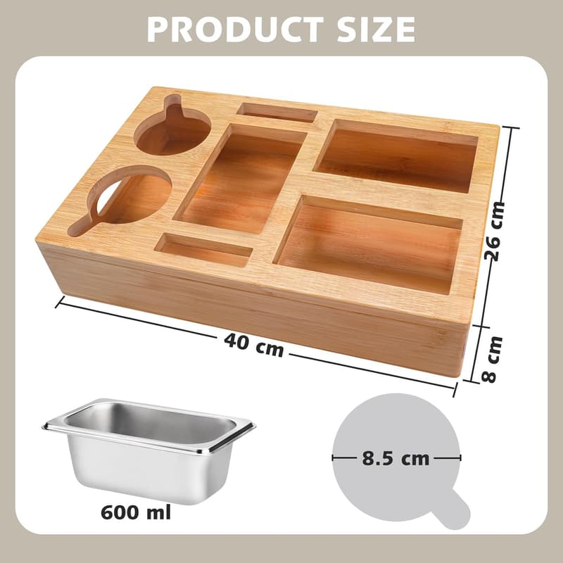 Couch Snackbox mit 3 Fächern und abnehmbarem Deckel aus Holz