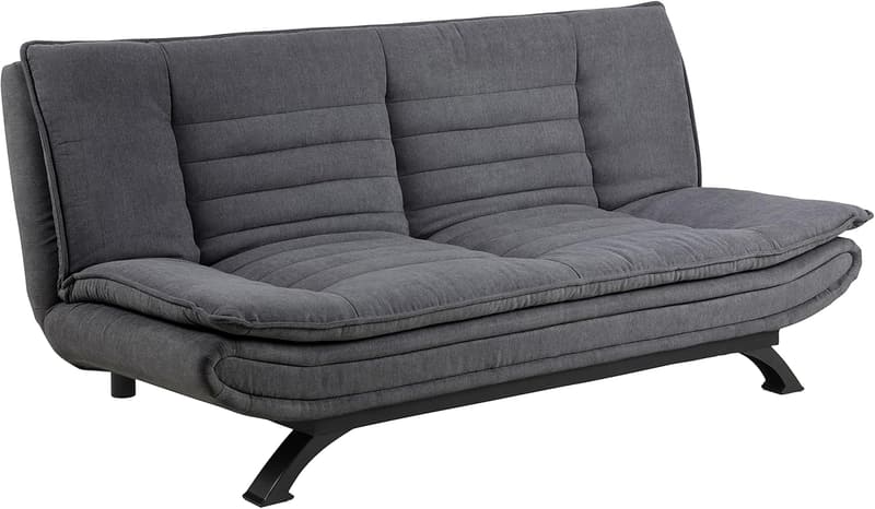 Moderner Schlafsofa 3-Sitzer Dunkelgrau/Schwarz mit Metallbeinen
