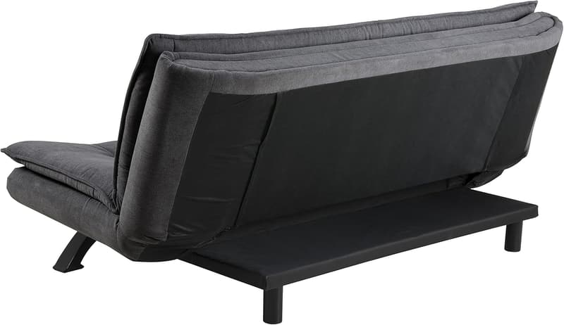 Moderner Schlafsofa 3-Sitzer Dunkelgrau/Schwarz mit Metallbeinen