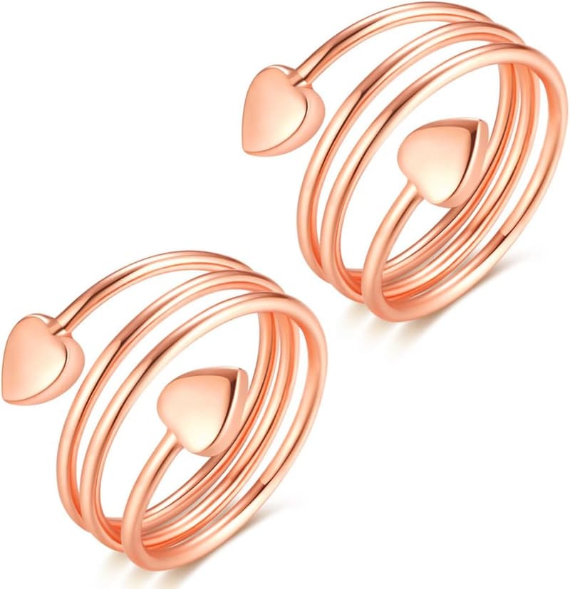Einstellbare Kupfer-Magnetringe für Paare - 99,99% rein, Roségold Geschenkbox