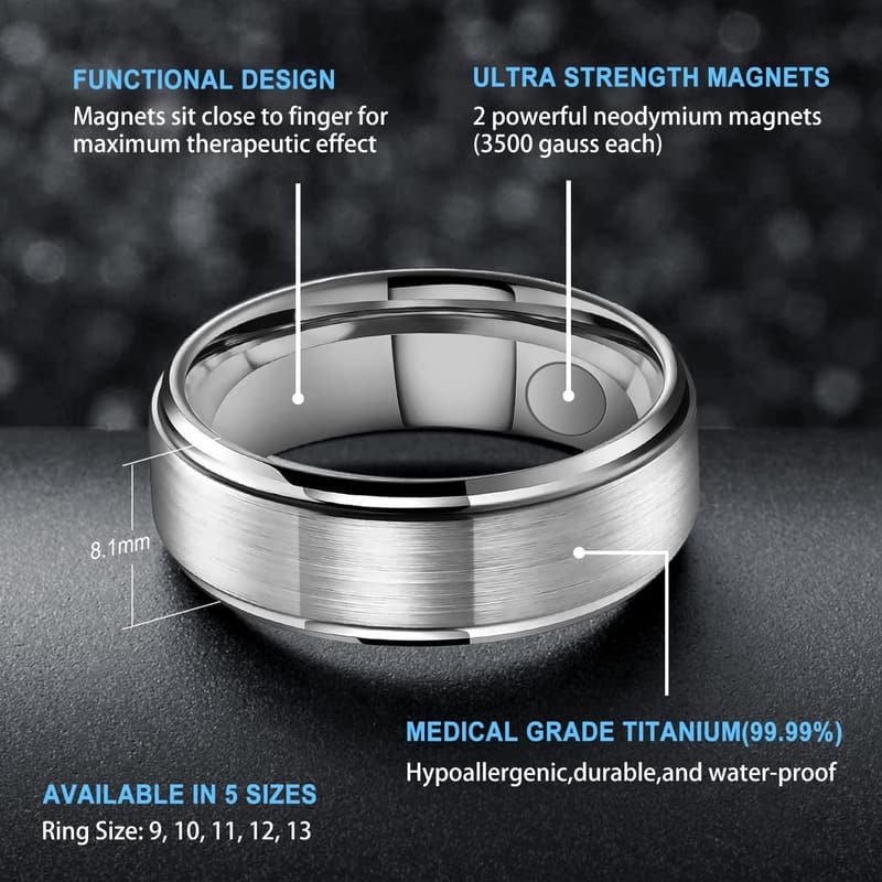Therapeutischer Magnetring aus Titan für Herren und Damen
